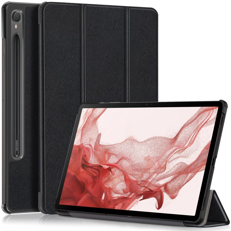 Samsung Galaxy Tab S9 Hoes Tri-Fold Book Case met Standaard Zwart afbeelding 1