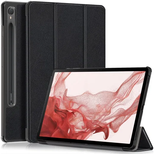 Samsung Galaxy Tab S9 Hoes Tri-Fold Book Case met Standaard Zwart afbeelding 1