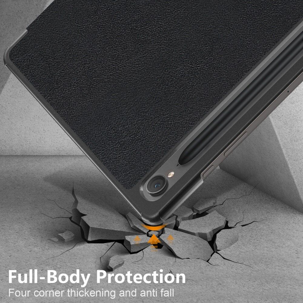 Samsung Galaxy Tab S9 Hoes Tri-Fold Book Case met Standaard Zwart afbeelding 3