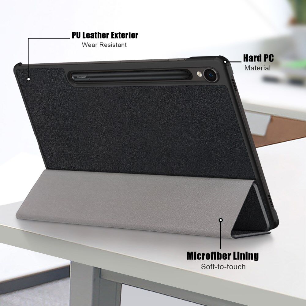 Samsung Galaxy Tab S9 Hoes Tri-Fold Book Case met Standaard Zwart afbeelding 8