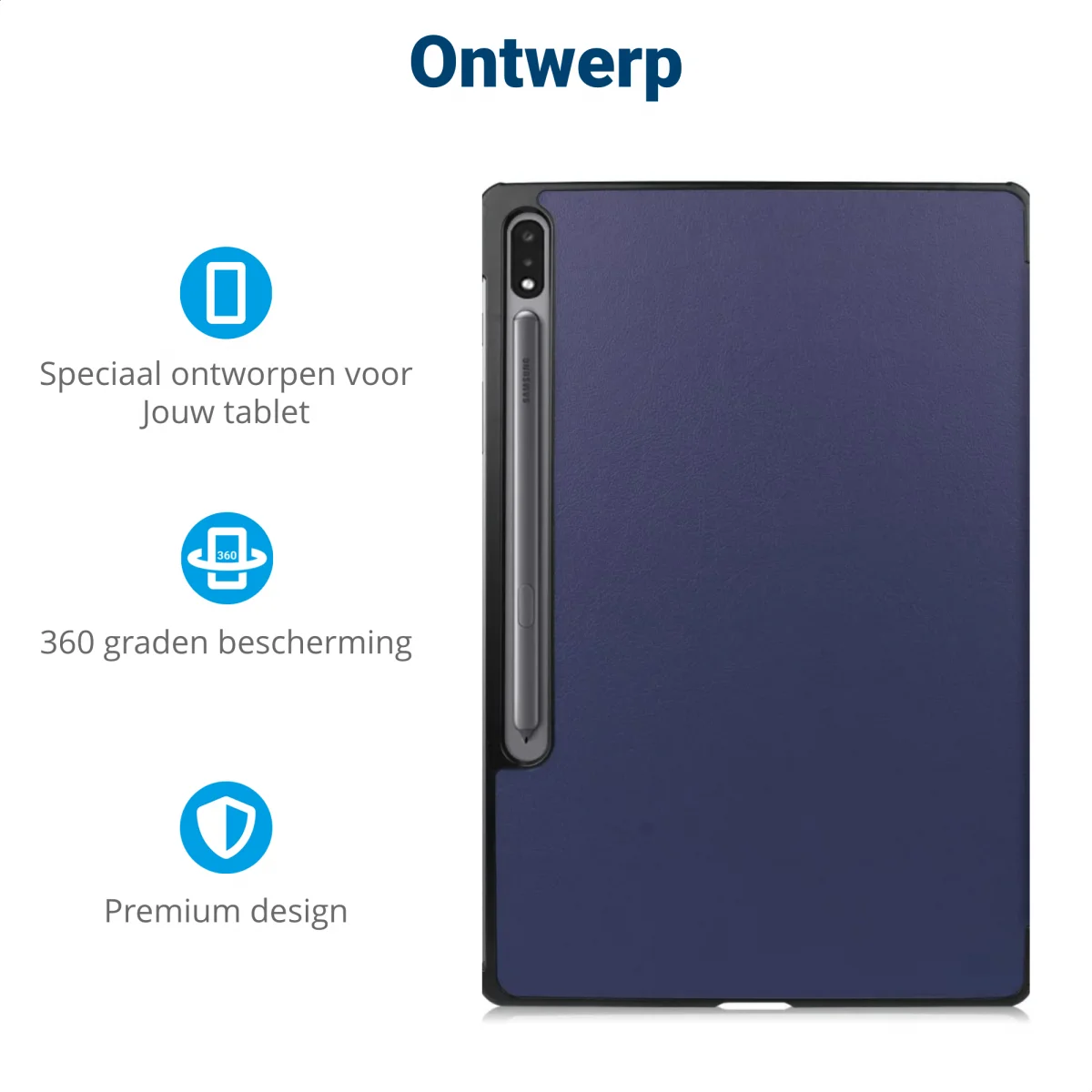 Samsung Galaxy Tab S10+ / S9+ / S9 FE+ Hoes Book Case met Standaard Blauw afbeelding 3