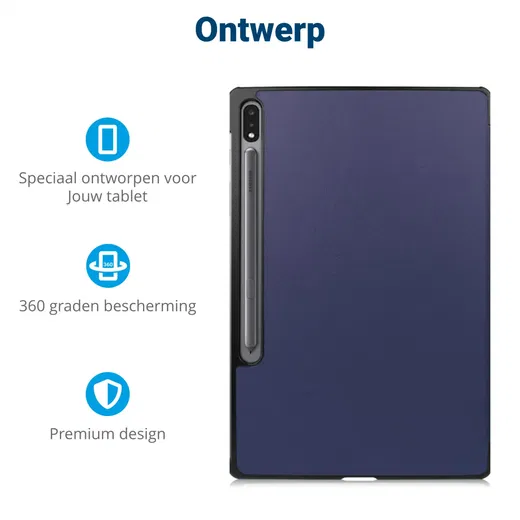 Samsung Galaxy Tab S10+ / S9+ / S9 FE+ Hoes Book Case met Standaard Blauw afbeelding 3