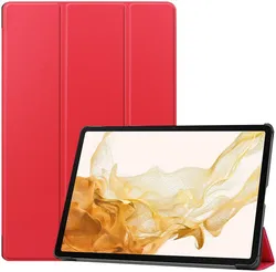 Samsung Galaxy Tab S10+ / S9+ / S9 FE+ Hoes Book Case met Standaard Rood afbeelding