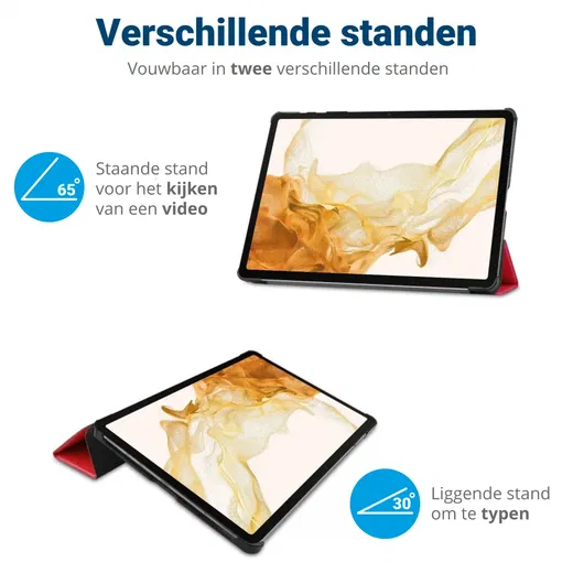 Samsung Galaxy Tab S10+ / S9+ / S9 FE+ Hoes Book Case met Standaard Rood afbeelding 5