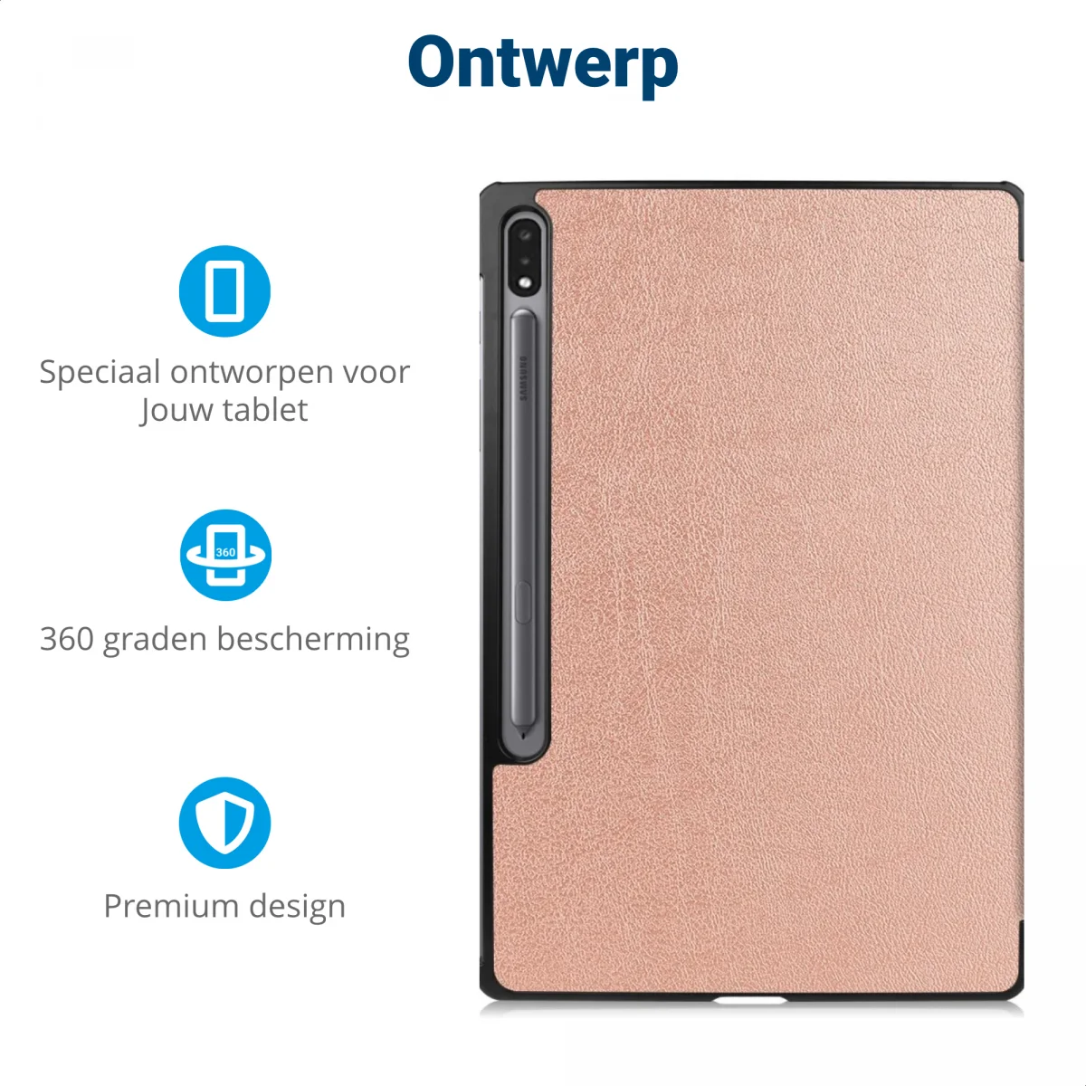 Samsung Galaxy Tab S10+ / S9+ / S9 FE+ Hoes Book Case met Standaard Roze afbeelding 3