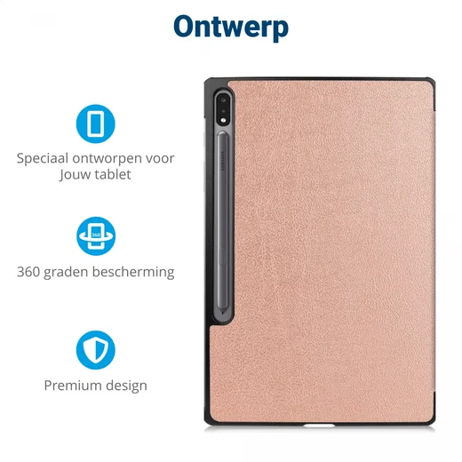 Samsung Galaxy Tab S10+ / S9+ / S9 FE+ Hoes Book Case met Standaard Roze afbeelding 3