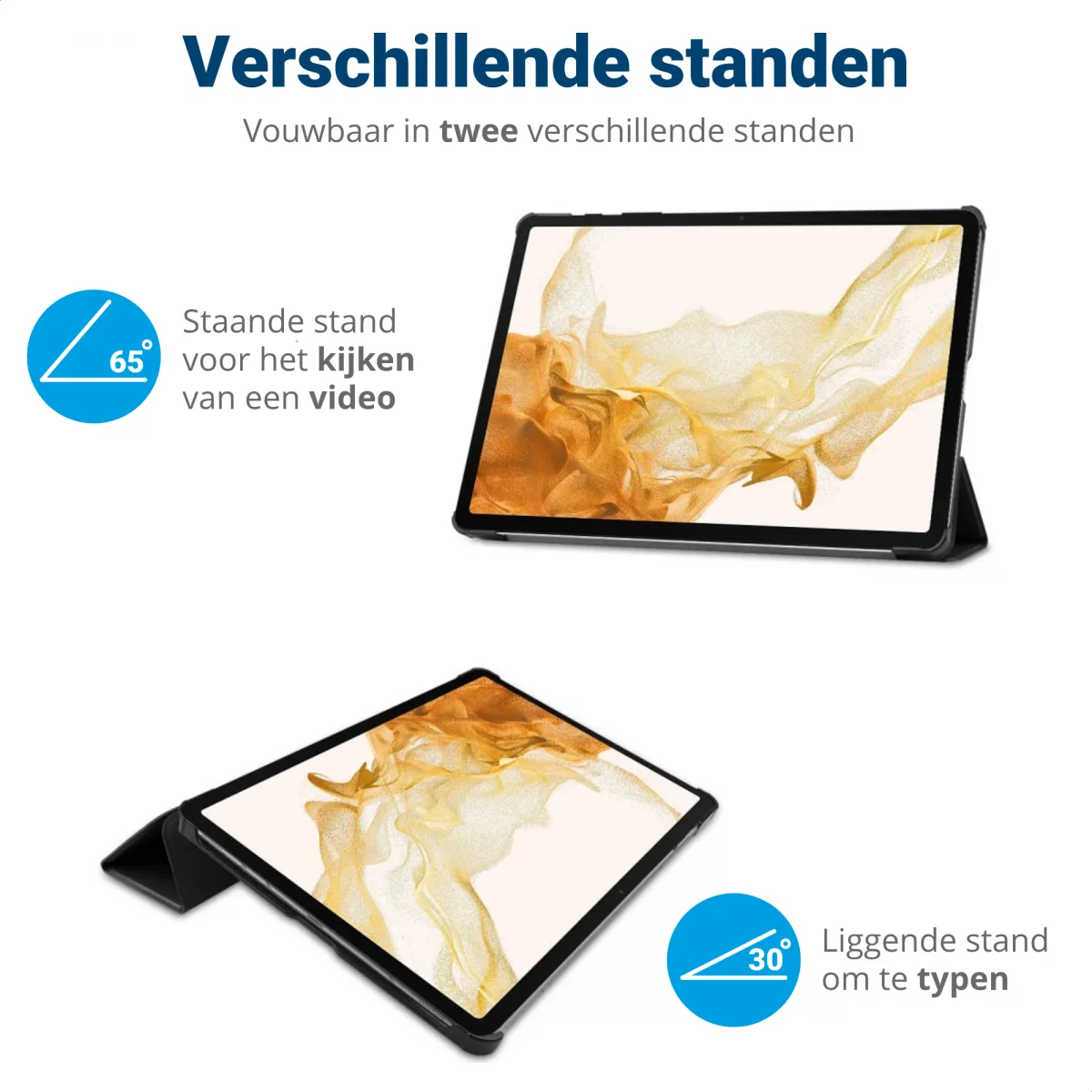 Samsung Galaxy Tab S10+ / S9+ / S9 FE+ Hoes Book Case met Standaard Zwart afbeelding 5