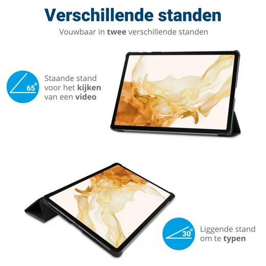 Samsung Galaxy Tab S10+ / S9+ / S9 FE+ Hoes Book Case met Standaard Zwart afbeelding 5