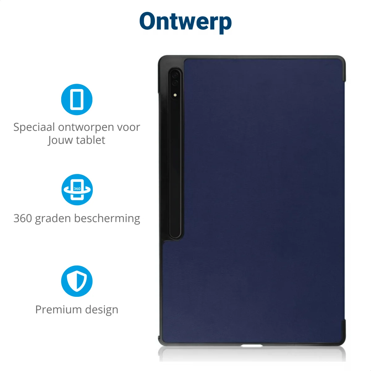 Samsung Galaxy Tab S11 Ultra / S10 Ultra Hoes Tri-Fold Book Case Standaard Blauw afbeelding 3