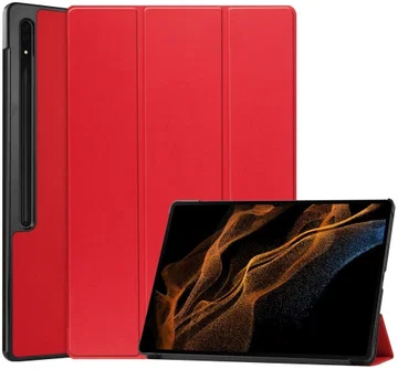 Samsung Galaxy Tab S10 Ultra / S9 Ultra Hoes Tri-Fold Book Case Standaard Rood