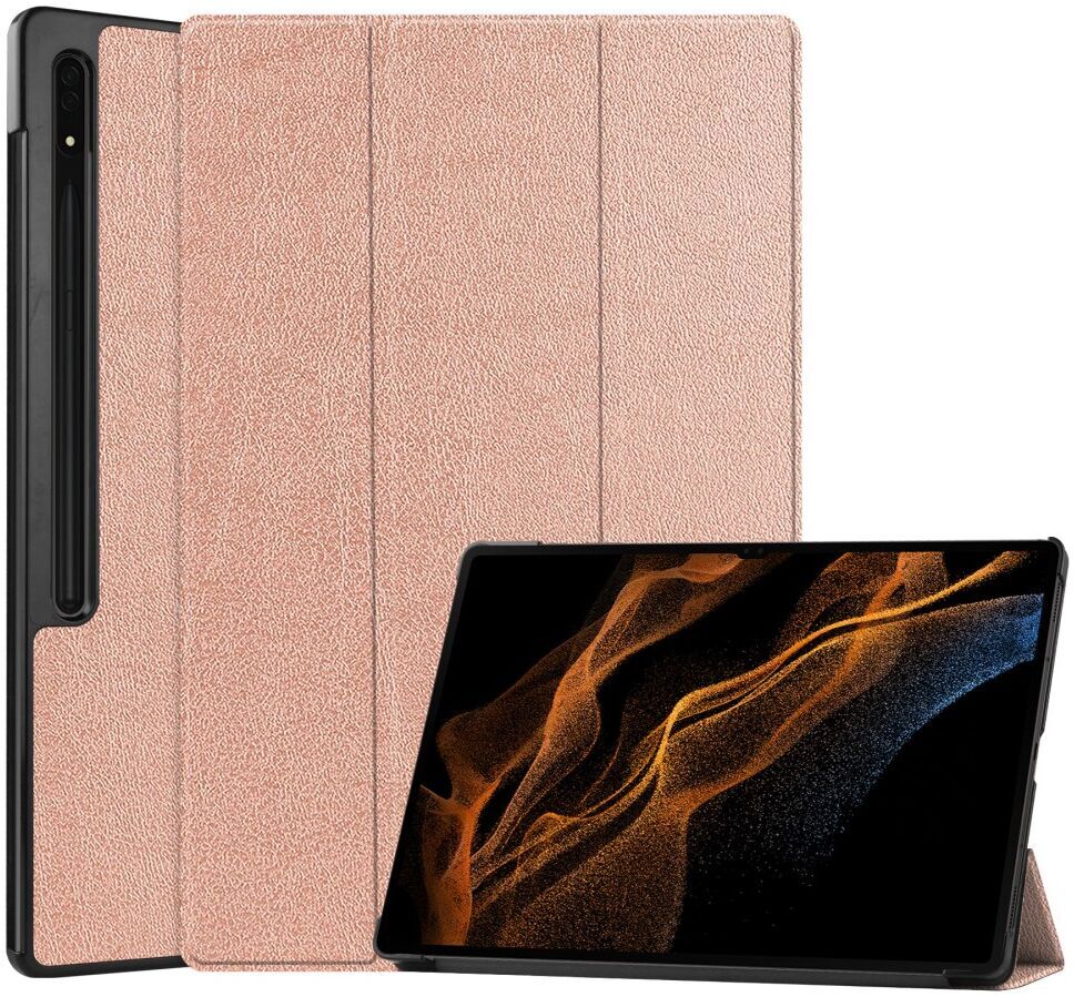 Samsung Galaxy Tab S11 Ultra / S10 Ultra Hoes Tri-Fold Book Case Standaard Roze afbeelding 1