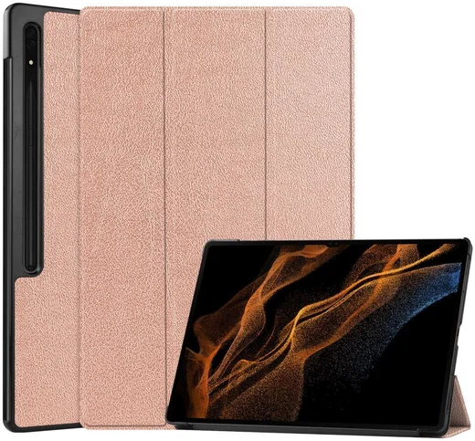 Samsung Galaxy Tab S11 Ultra / S10 Ultra Hoes Tri-Fold Book Case Standaard Roze afbeelding 1