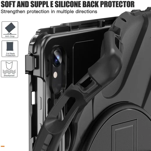 Samsung Tab S10 Lite / S10 FE / S9 FE / S9 Hoes met Kickstand en Handriem Zwart afbeelding 10