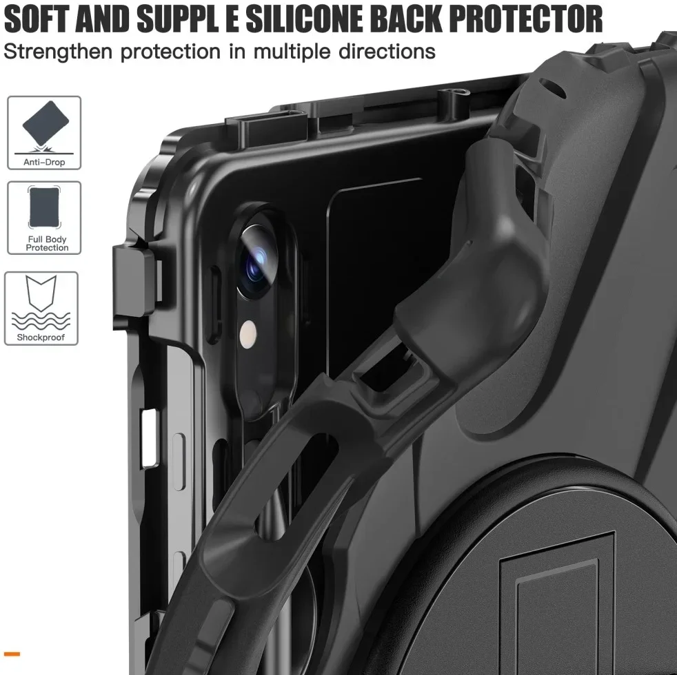 Samsung Tab S10+/S9+/S9 FE+ Hoes met Kickstand en Handriem Zwart afbeelding 10