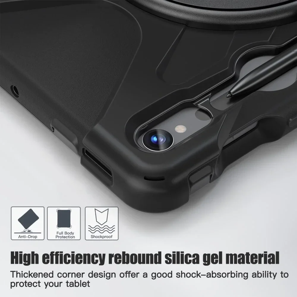 Samsung Tab S10+/S9+/S9 FE+ Hoes met Kickstand en Handriem Zwart afbeelding 11