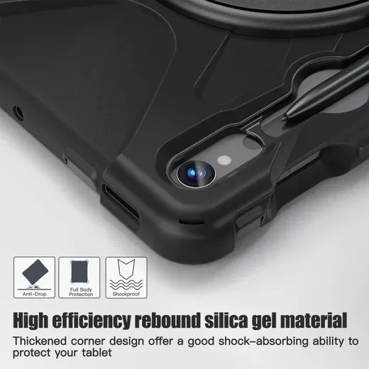 Samsung Tab S10+/S9+/S9 FE+ Hoes met Kickstand en Handriem Zwart afbeelding 11