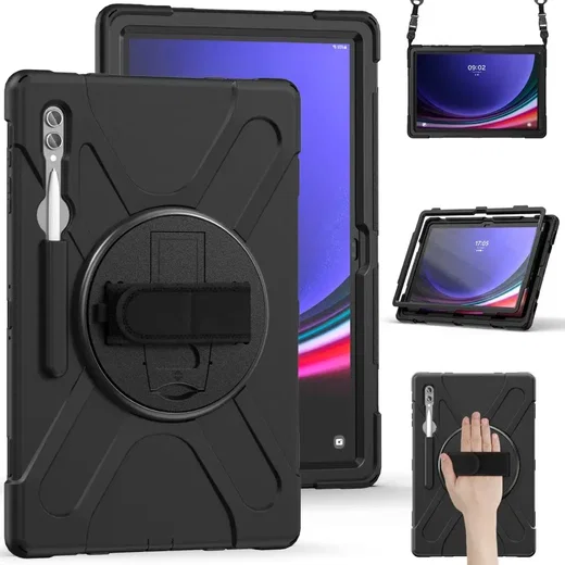 Samsung Galaxy Tab S9 Ultra Hoes met Kickstand en Handriem Zwart afbeelding 8