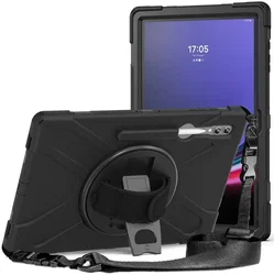 Samsung Galaxy Tab S9 Ultra Hoes met Kickstand en Handriem Zwart afbeelding