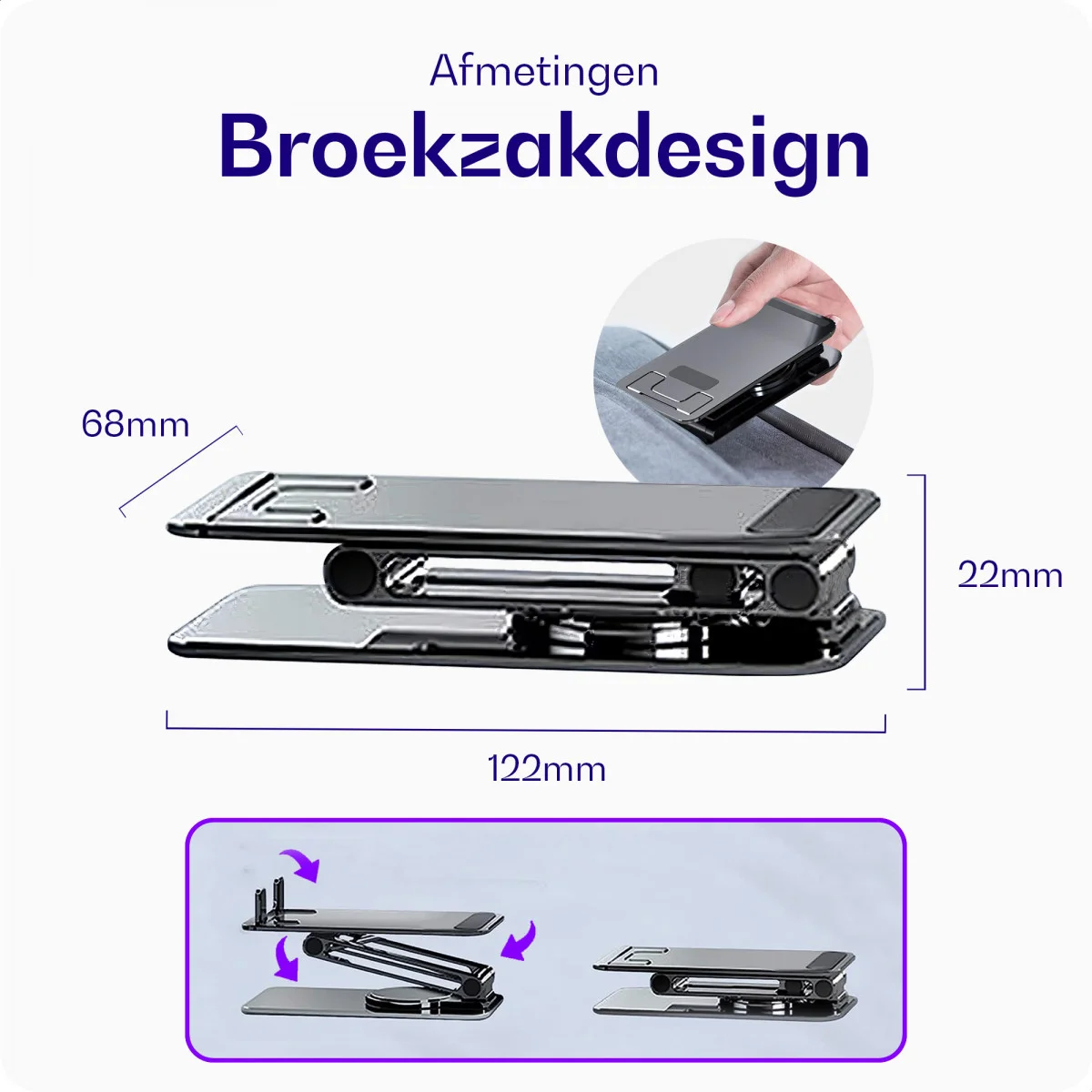 Buddi Draaibare Tablet / Smartphone Bureau Houder Spacegrijs afbeelding 4