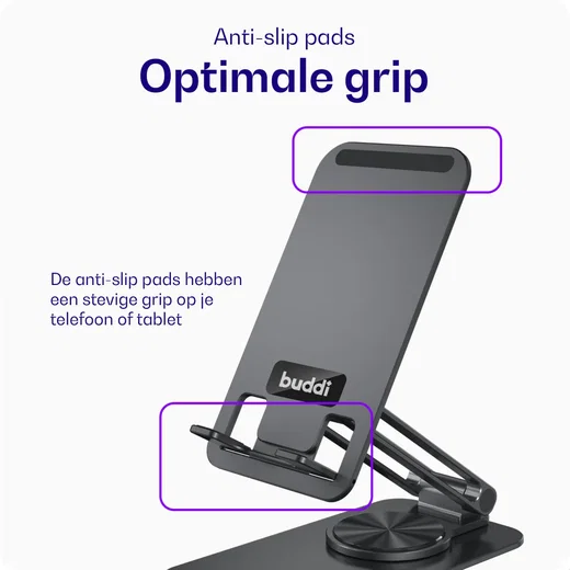 Buddi Draaibare Tablet / Smartphone Bureau Houder Spacegrijs afbeelding 5