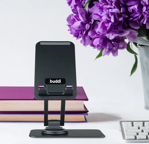 Buddi Draaibare Tablet / Smartphone Bureau Houder Spacegrijs afbeelding 12