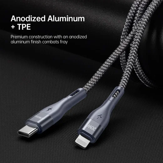 Duzzona 2.22A USB-C naar Lightning Kabel 20W Power Delivery 2M Grijs afbeelding 5