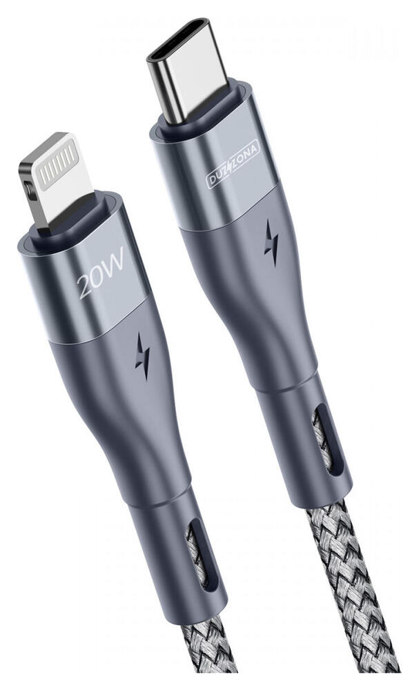 Duzzona 2.22A USB-C naar Lightning Kabel 20W Power Delivery 3M Grijs afbeelding 2