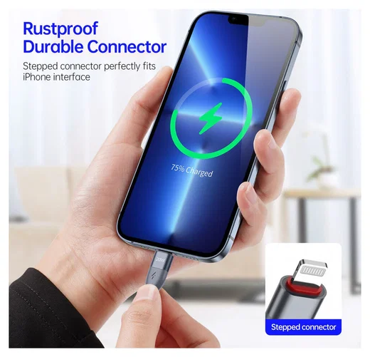 Duzzona 2.22A USB-C naar Lightning Kabel 20W Power Delivery 3M Grijs afbeelding 4