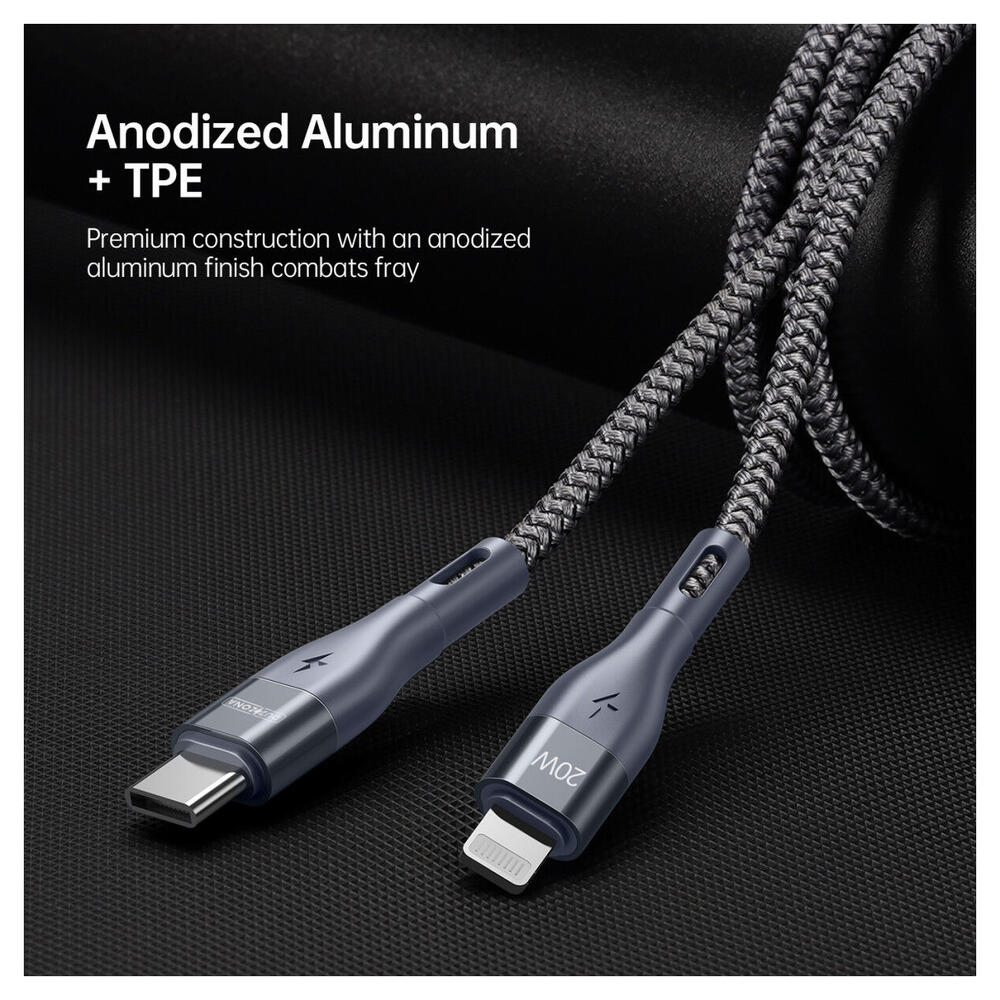 Duzzona 2.22A USB-C naar Lightning Kabel 20W Power Delivery 3M Grijs afbeelding 5