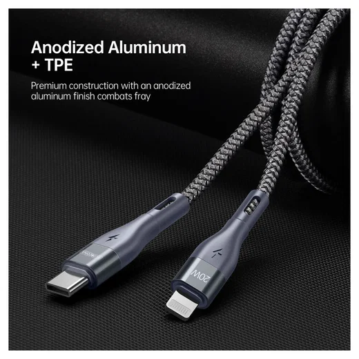 Duzzona 2.22A USB-C naar Lightning Kabel 20W Power Delivery 3M Grijs afbeelding 5