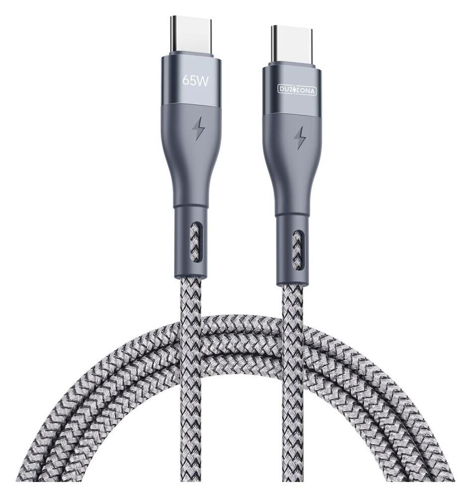 Duzzona 3.25A USB-C naar USB-C Kabel met Power Delivery 65W 2M Grijs afbeelding 1