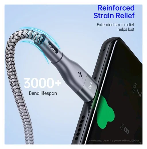 Duzzona 3.25A USB-C naar USB-C Kabel met Power Delivery 65W 2M Grijs afbeelding 12