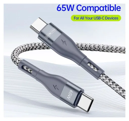 Duzzona 3.25A USB-C naar USB-C Kabel met Power Delivery 65W 2M Grijs afbeelding 3