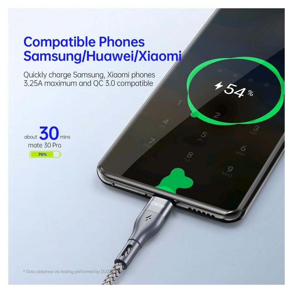 Duzzona 3.25A USB-C naar USB-C Kabel met Power Delivery 65W 2M Grijs afbeelding 4