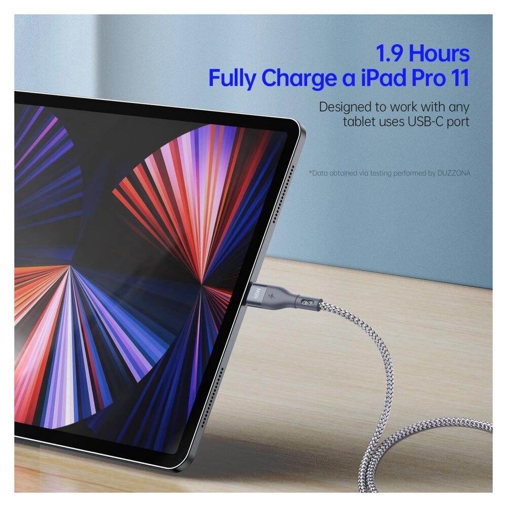 Duzzona 3.25A USB-C naar USB-C Kabel met Power Delivery 65W 2M Grijs afbeelding 5