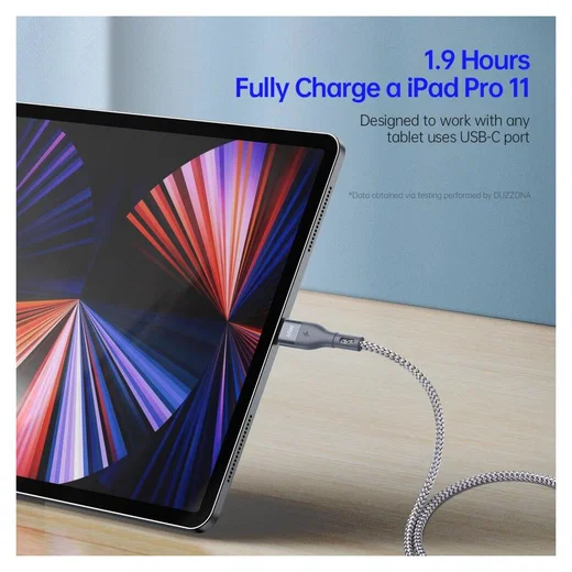 Duzzona 3.25A USB-C naar USB-C Kabel met Power Delivery 65W 2M Grijs afbeelding 5