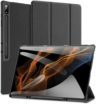 Dux Ducis Samsung Tab S8/S9 Ultra Hoes Tri-Fold Book Case Zwart