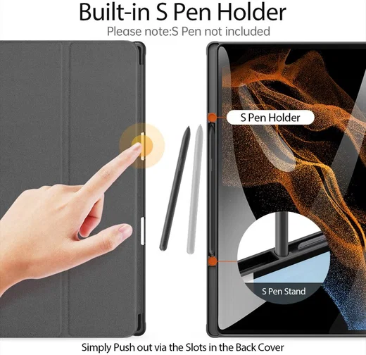 Dux Ducis Samsung Tab S8/S9 Ultra Hoes Tri-Fold Book Case Zwart afbeelding 5