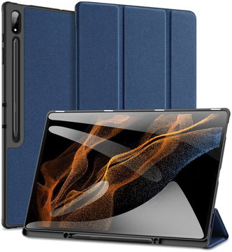 Dux Ducis Samsung Tab S8/S9 Ultra Hoes Tri-Fold Book Case Blauw