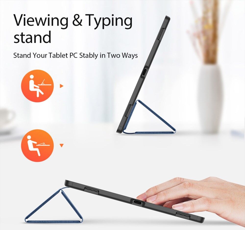 Dux Ducis Samsung Tab S8/S9 Ultra Hoes Tri-Fold Book Case Blauw afbeelding 3