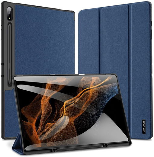 Dux Ducis Samsung Tab S8/S9 Ultra Hoes Tri-Fold Book Case Blauw afbeelding 7