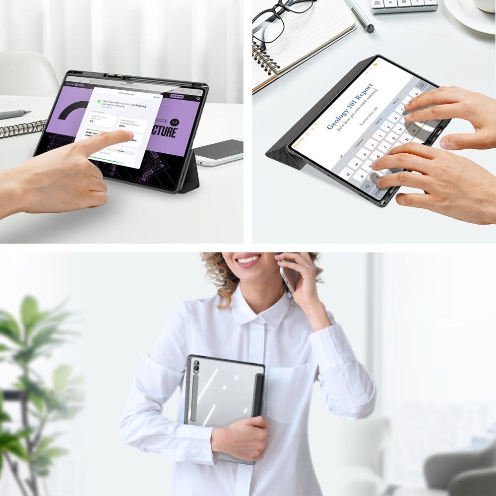 Dux Ducis Toby Samsung Galaxy Tab S9 Hoes Tri-Fold Book Case Zwart afbeelding 5