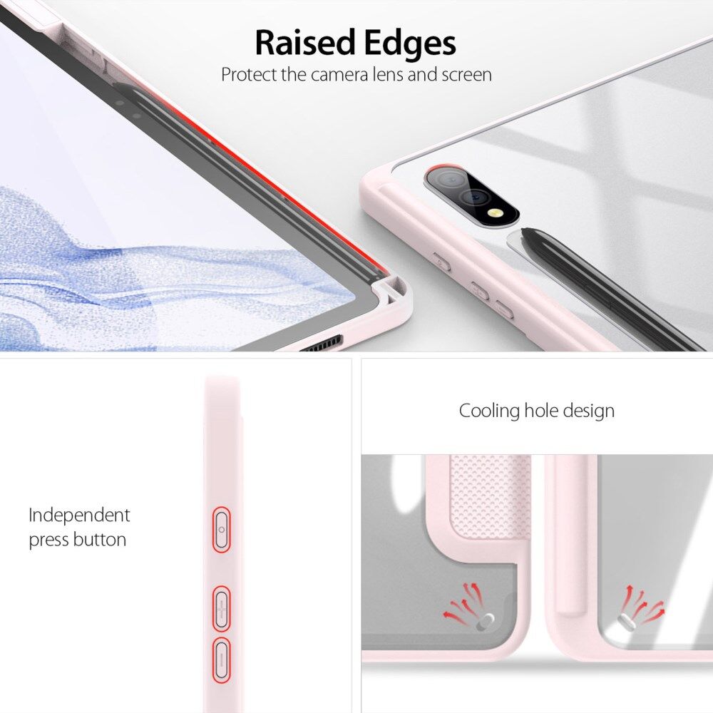 Dux Ducis Toby Samsung Tab S10+/ S9+ / S9 FE+ Hoes Tri-Fold Book Case Roze afbeelding 3