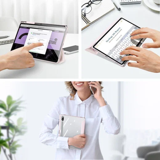 Dux Ducis Toby Samsung Tab S10+/ S9+ / S9 FE+ Hoes Tri-Fold Book Case Roze afbeelding 4