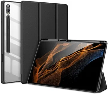 Dux Ducis Toby Samsung Tab S9 Ultra Hoes Tri-Fold Book Case Zwart