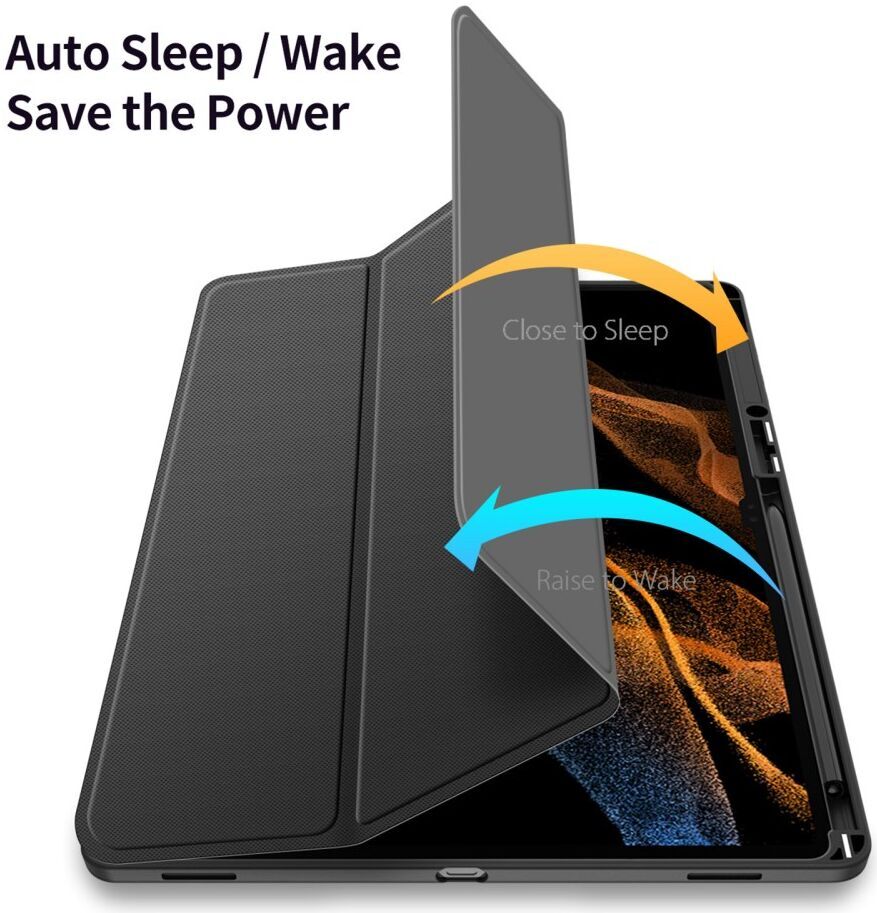 Dux Ducis Toby Samsung Tab S9 Ultra Hoes Tri-Fold Book Case Zwart afbeelding 2