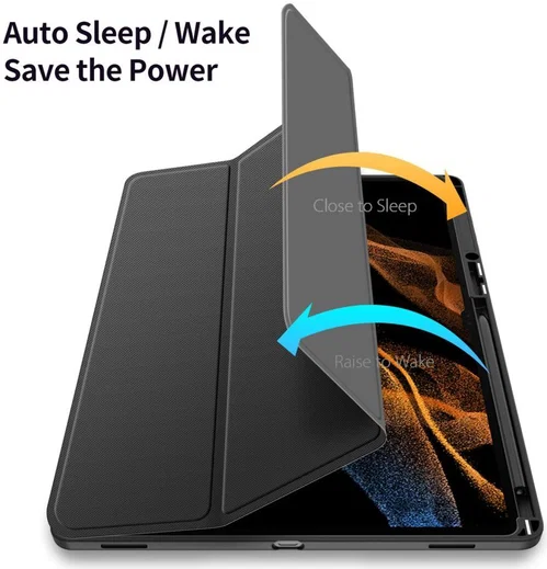 Dux Ducis Toby Samsung Tab S9 Ultra Hoes Tri-Fold Book Case Zwart afbeelding 2