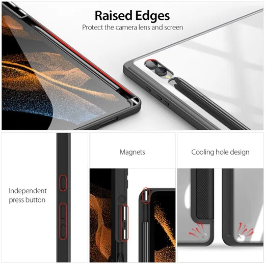 Dux Ducis Toby Samsung Tab S9 Ultra Hoes Tri-Fold Book Case Zwart afbeelding 3