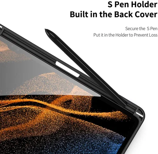 Dux Ducis Toby Samsung Tab S9 Ultra Hoes Tri-Fold Book Case Zwart afbeelding 6