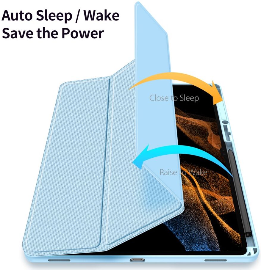 Dux Ducis Toby Samsung Tab S9 Ultra Hoes Tri-Fold Book Case Blauw afbeelding 2
